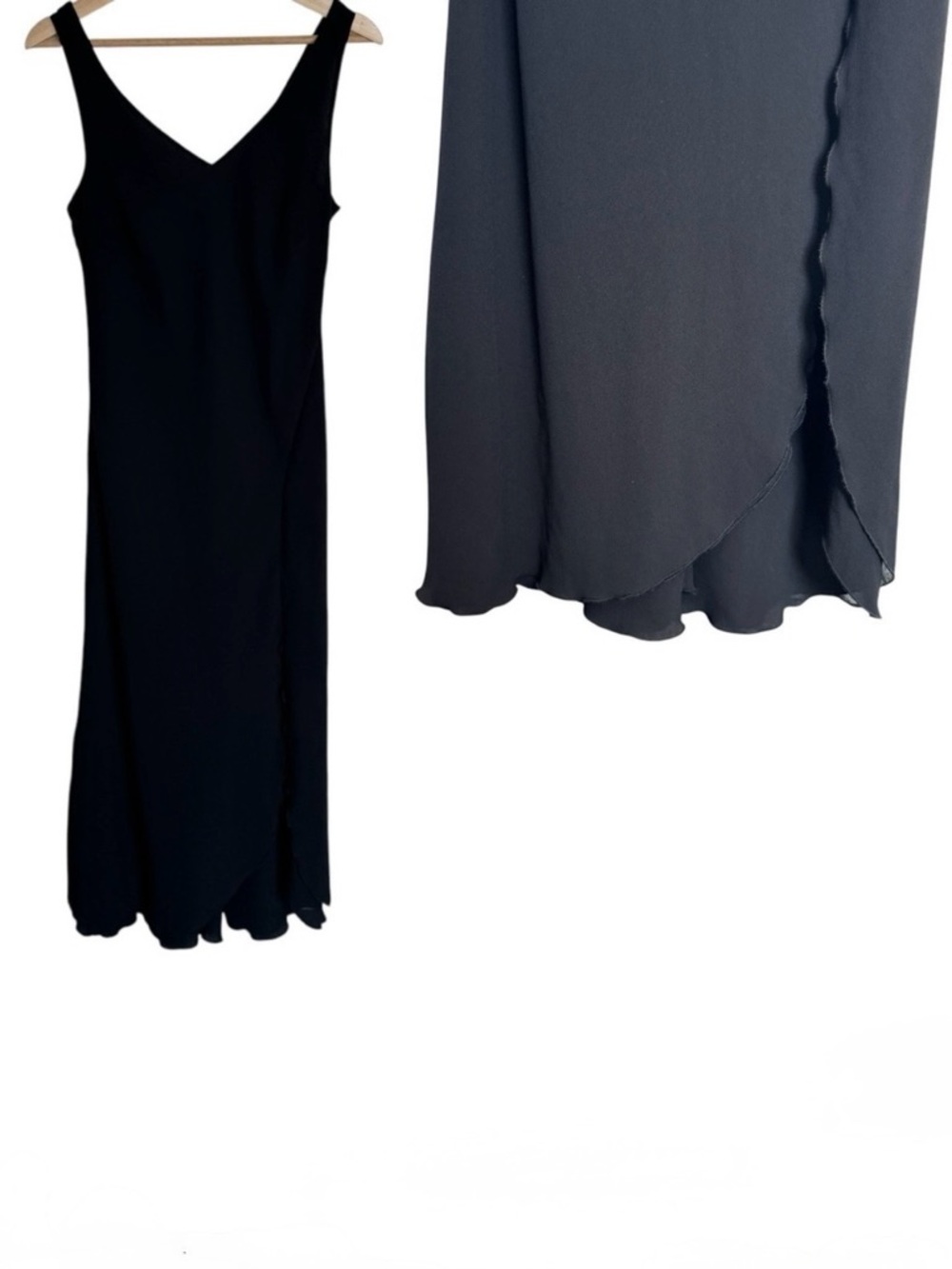 Vintage J. Ribkoff Couture Black Sleeveless V-Neck Chiffon Maxi Dress Size 10